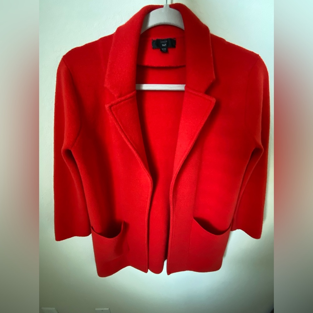 J. Crew Red Sweater Blazer XXS